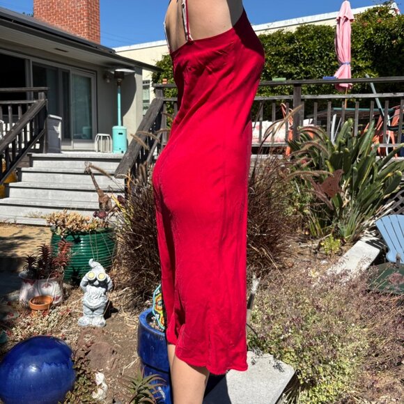 Beautiful vintage red slip dress with floral pattern - Picture 2 of 5